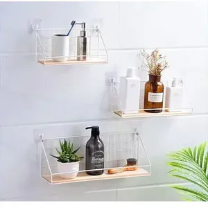 <b>Wall</b> <b>Mounted</b> Drilling Wood Hanging <b>Shelf</b> Kitchen Organizer with Spice Jar Storage Seasoning Holder Without Drilling <b>Shelves</b> - Product Image 5