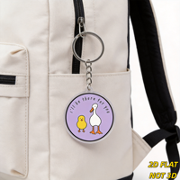 Porte-clés en acrylique 'Je serai là pour toi' avec motifs Canard et Poussin, Breloque de sac et accessoire de porte-clés pour l'amitié et les amoureux des animaux