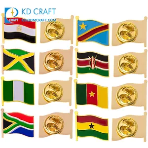 Custom Made Metal Enamel Nationale Land Ghana Kameroen Kenia Congo Jamaica Egypte Nigeria Zuid-afrika Vlag Afrikaanse Revers Pin