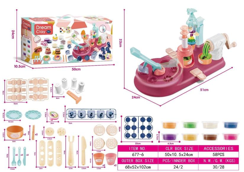 677-6 5 en 1 mesa de arcilla de color multifuncional