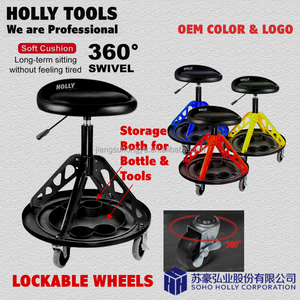 300 Pound Capacity Bench 5 <strong>Caster</strong> Rolling Mechanic Seat <strong>Adjustable</strong> Height Workbench Tools Tray Storage Stool Swivel Garage Chair - Product Image 3
