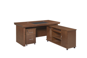 Escritorio de oficina minimalista moderno para una sola persona Panel de acero inoxidable y madera para uso del personal - Product Image 2