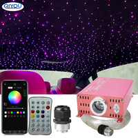 Kit de plafonnier de voiture 16W à fibres optiques scintillantes, boîtier rose, contrôle APP RF, activé par la musique, pour toit automatique - Vente en gros