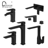 Robinet mélangeur de lavabo contemporain en laiton à cartouche céramique, monocommande, monotrou, noir mat, certifié NSF CUPC