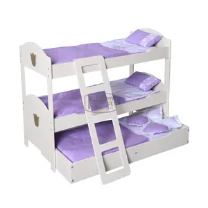 Wooden 18 Inch American Girl Bunk Beds With Ladder Doll Furniture Pretend Play Bedding Not Included Wooden Toys Wood Girls 3+