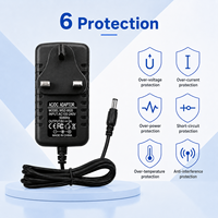 Adaptateur secteur AC/DC 6V 2A avec protection contre les courts-circuits, prise UK, 5,5x2,5 mm, 12W, chargeur mural pour éclairage LED et éclairage de placard (ODM/OEM)