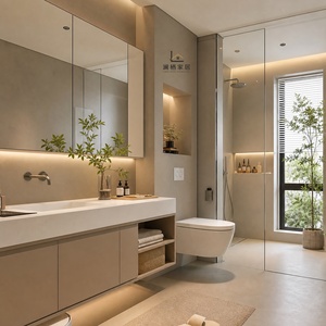 Meuble-lavabo flottant moderne et écologique sur mesure avec miroir LED intelligent et coiffeuse – Solution complète pour votre projet - Product Image 3