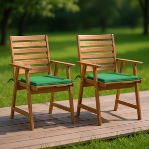 Chaises de patio en bois d'acacia massif avec coussins, ensemble de 6 meubles de jardin d'extérieur, design rustique - Product Image 2