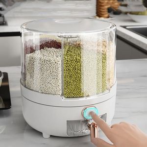 Organisateur de stockage alimentaire en vrac pour cuisine, distributeur de céréales en PP, bacs rotatifs, récipient pour haricots, riz, céréales, produits secs, boîte à outils, emballage - Product Image 1