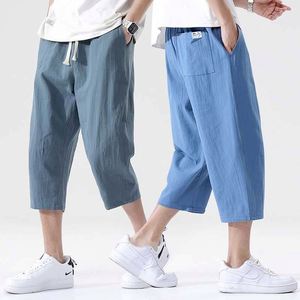 Short d'été <span class=keywords><strong>en</strong></span> coton et <span class=keywords><strong>lin</strong></span> <span class=keywords><strong>pour</strong></span> hommes, pantalon capri grande taille, pantalon de sport ample et décontracté, pantalon de plage léger et droit - Product Image 5