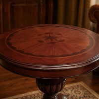Table basse ronde américaine de luxe en bois massif pour salon, table d'appoint élégante, en stock