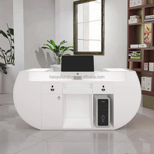 โต๊ะต้อนรับโค้งพร้อมไฟ LED สีขาวสำหรับล็อบบี้คลินิกทันตกรรม - Product Image 5