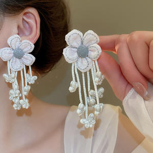 Chiffon Bloem Ster Vlinder Kwastjes Oorbellen Zomer Nieuwe Mode Veelzijdige Oorbellen High End Oorbellen - Product Image 6