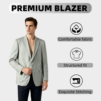 Blazer gris clair en lin mélangé à motif écossais fin, revers cranté, coupe décontractée, idéal pour l'été, style décontracté chic pour les affaires, les vacances et le quotidien