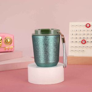 Stainless Steel Tumbler With Rope Modern Design Vacuum Insulated Travel <b>Cup</b> Round Shape For All Users - Product Image 4