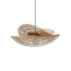Wabi Sabi Style Rattan Pendant <b>Light</b> Oval Shape E27 LED Bulb Living Room Bedroom <b>Dining</b> Room Decorative Chandelier - Product Image 1