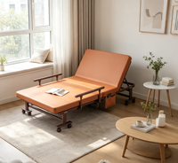 Lit pliant pleine grandeur de conception japonaise, 8 roues, pliage en 3 secondes d'une seule main, revêtement en coton écologique pour usage hôtelier - Vlranlife