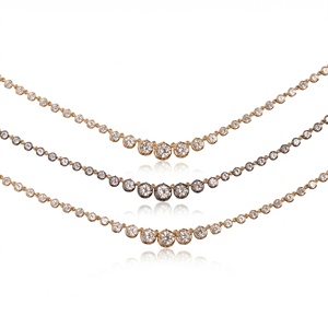 Collar de Zirconia de Dos Tonos Personalizado, <span class=keywords><strong>Acero</strong></span> <span class=keywords><strong>Inoxidable</strong></span> 316L, Impermeable, Hipoalergénico, <span class=keywords><strong>Cadena</strong></span> de Oro y Plata con Revestimiento PVD - Product Image 1