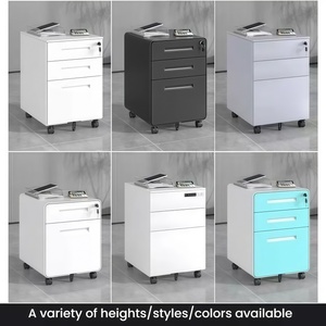 <span class=keywords><strong>Armoire</strong></span> de rangement de <span class=keywords><strong>bureau</strong></span> en acier robuste avec serrure, 3 tiroirs mobiles, unité de tiroirs en acier sous le <span class=keywords><strong>bureau</strong></span> - Product Image 4