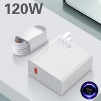 Adaptador de Corriente Rápido de 120W PD3.0 - Enchufe US/EU, Resistente al Fuego, Ecológico, Carga Turbo para Teléfonos Android y Cámaras