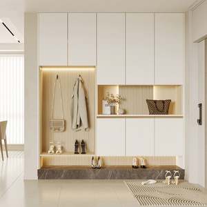 Banc de rangement à chaussures en bois massif de luxe, armoire de séparation écologique personnalisée pour l'entrée - Product Image 2