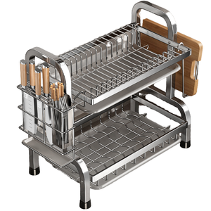 Égouttoir à vaisselle à 2 ou 3 niveaux, grand égouttoir en acier au carbone à poser sur l'évier, <span class=keywords><strong>plateau</strong></span> de drainage <span class=keywords><strong>pour</strong></span> le comptoir de cuisine, supports de rangement, organisateurs - Product Image 2