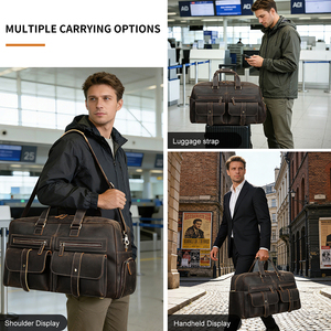 Bolsa de Viaje de Fin de Semana de Cuero MARRANT con Compartimento para Zapatos, Bolsa de Viaje Impermeable de Cuero Genuino, Bolsas de Lona de Cuero para Hombre - Product Image 2