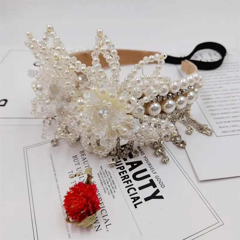 Diademas barrocas de lujo con diamantes de imitación acolchados para mujer, diademas de cristal completas, diademas anchas, accesorios para el cabello blancos para mujer 2021