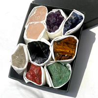 Prix d'usine – Coffret de pierres brutes de chakra en améthyste naturelle transparente, cristaux de guérison, coffret cadeau