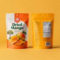 Sachet refermable personnalisé avec fermeture éclair pour snacks, mangues séchées, fruits secs, emballage thermoscellable