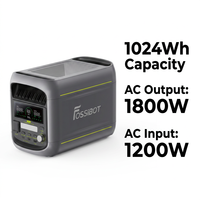 Station d'alimentation portable rechargeable Fossibot F1800 AC+Solar 1800W 1024Wh avec batterie Lifepo4 et écran d'affichage
