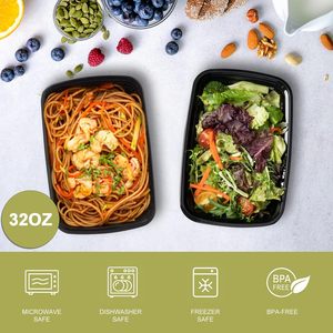 Boîtes repas jetables en plastique PP de qualité alimentaire, compatibles micro-ondes, avec couvercles, pour la préparation des repas et les plats à emporter - Product Image 6