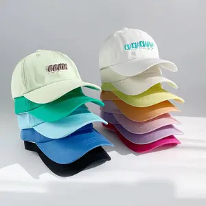 Fabrika özel kapaklar tasarım nakış Logo 6 Panel kap açık spor çocuk yetişkin boyutu yapılandırılmamış baba şapkası kapaklar