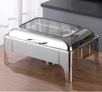 Offre Spéciale – Plat de Présentation Commercial en Acier Inoxydable à 1 ou 2 Compartiments avec Couvercle en Verre, Capacité 9L, Idéal pour Buffets et Restaurants