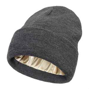 Wholesale in Stock Soft Quality Custom logo <b>Winter</b> Hats Blank Beanies Silk Lined Beanie Hat With Satin Lining - Product Image 1