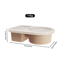 Boîte à assaisonnements carrée à double compartiment, portable, résistante à la chaleur, en silicone de qualité alimentaire, sans BPA, écologique, étanche, pour conserver la fraîcheur