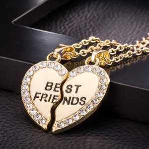 Collier unisexe 2 pièces, collier <span class=keywords><strong>pour</strong></span> femme avec pendentif en cristal en forme de cœur, collier avec inscription <span class=keywords><strong>pour</strong></span> meilleur ami, collier <span class=keywords><strong>pour</strong></span> couple, collier <span class=keywords><strong>d</strong></span>'amitié <span class=keywords><strong>pour</strong></span> homme - Product Image 3