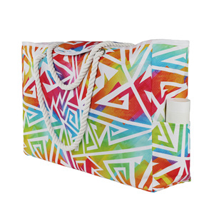 Multi Colored Oxford Tote Bag Horizontal <b>Square</b> Magnetic Buckle Summer Beach Travel Women's Shoulder Bag - Product Image 2