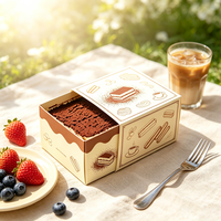 Boîte en carton biodégradable et recyclable personnalisable, emballage écologique pour tiramisu, gâteau, pâtisserie, dessert, emballage en papier