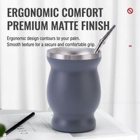 Ensemble de gourde à yerba maté de 8 oz, en acier inoxydable 304 à double paroi, avec paille bombilla et brosse de nettoyage