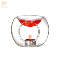 Brûleur d'huiles essentielles en verre à double paroi, 90 ml, diffuseur d'aromathérapie en verre borosilicate pour cire fondue et bougie chauffe-plat