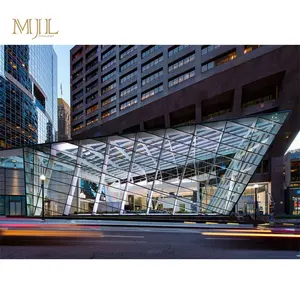 Commerical exterior building facade outdoor wall panels modern exposed frame glass wall system