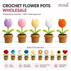 Mini <span class=keywords><strong>Fiori</strong></span> Estetici in <span class=keywords><strong>Vendita</strong></span>, 100% Fatti a Mano, Rose, Tulipani, Margherite in Cotone Lavorato all'Uncinetto, per Decorazione Casa <span class=keywords><strong>e</strong></span> Ufficio - Product Image 4