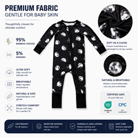 Pyjama bébé en bambou respirant personnalisé à manches longues avec fermeture éclair pour nouveau-né et enfant