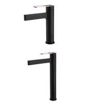 Robinet de salle de bain monocommande moderne et minimaliste en cuivre massif, à montage sur plan, avec cartouche céramique électrolytique, pour eau chaude et froide