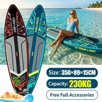 Papan SUP Tiup, Stand Up Paddle Board untuk Danau, Sungai, Olahraga Air, Tahan Lama, EVA PVC Drop Stitch, Logo Dapat Disesuaikan, Termasuk Pompa