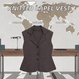 Chaleco de punto vintage para mujer, estilo casual sin mangas, de poliéster/algodón, nueva moda otoño 2026 - Product Image 2