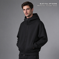 Hoodie Oversize Pria dengan Logo Custom, Kerah Hoodie Tebal 430GSM, Resleting Penuh, Bahan French Terry, Kantong Samping, Manset Rib, Lengan Regular