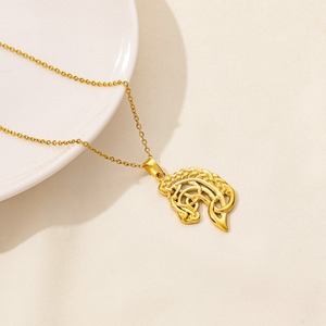 Pendentif Loup Lion en Acier Inoxydable 304 Doré, Chaîne à Maillons, Totem Animal Sauvage, Médaille <span class=keywords><strong>Scarabée</strong></span> pour Collier Unisexe Homme Femme Bijoux - Product Image 3