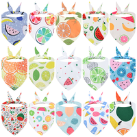 Direct van de fabriek, aanpasbare, milieuvriendelijke polyester katoenen fruit (citroen, watermeloen) print kerst speekselhanddoek huisdier driehoekige slab